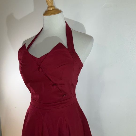 Lindy Bop Vintage Burgundy Midi Dress - Picture 8 of 16